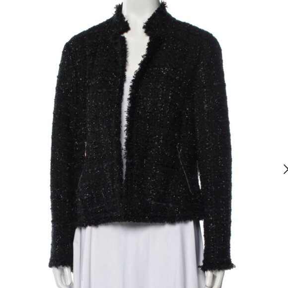 kate spade black sparkly tweed open cardigan jacket 16 - Picture 1 of 8
